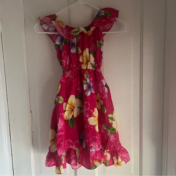 Hawaii Station Made in Hawaii Cotton Sun Dress Girls 7-8 Pink Floral - Picture 2 of 5